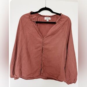 Anthropologie Cloth + Stone tencel 3/4 peasant top size Large